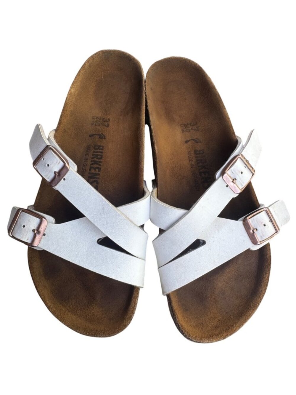 Birkenstock Franca White Leather Cross-Strap Sandals Womens Size 37 US 6 Narrow